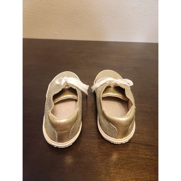 Michael Kors‎ Gold Glitter Sneakers Slip On Casual Shoes Girls Size 4 - Picture 2 of 7
